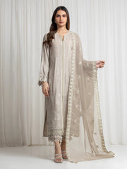 Embroidered Silk Suit - EWU6V16-32098-3P