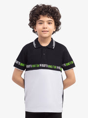Boy's White & Black Polo Shirt - EBTPS5-012