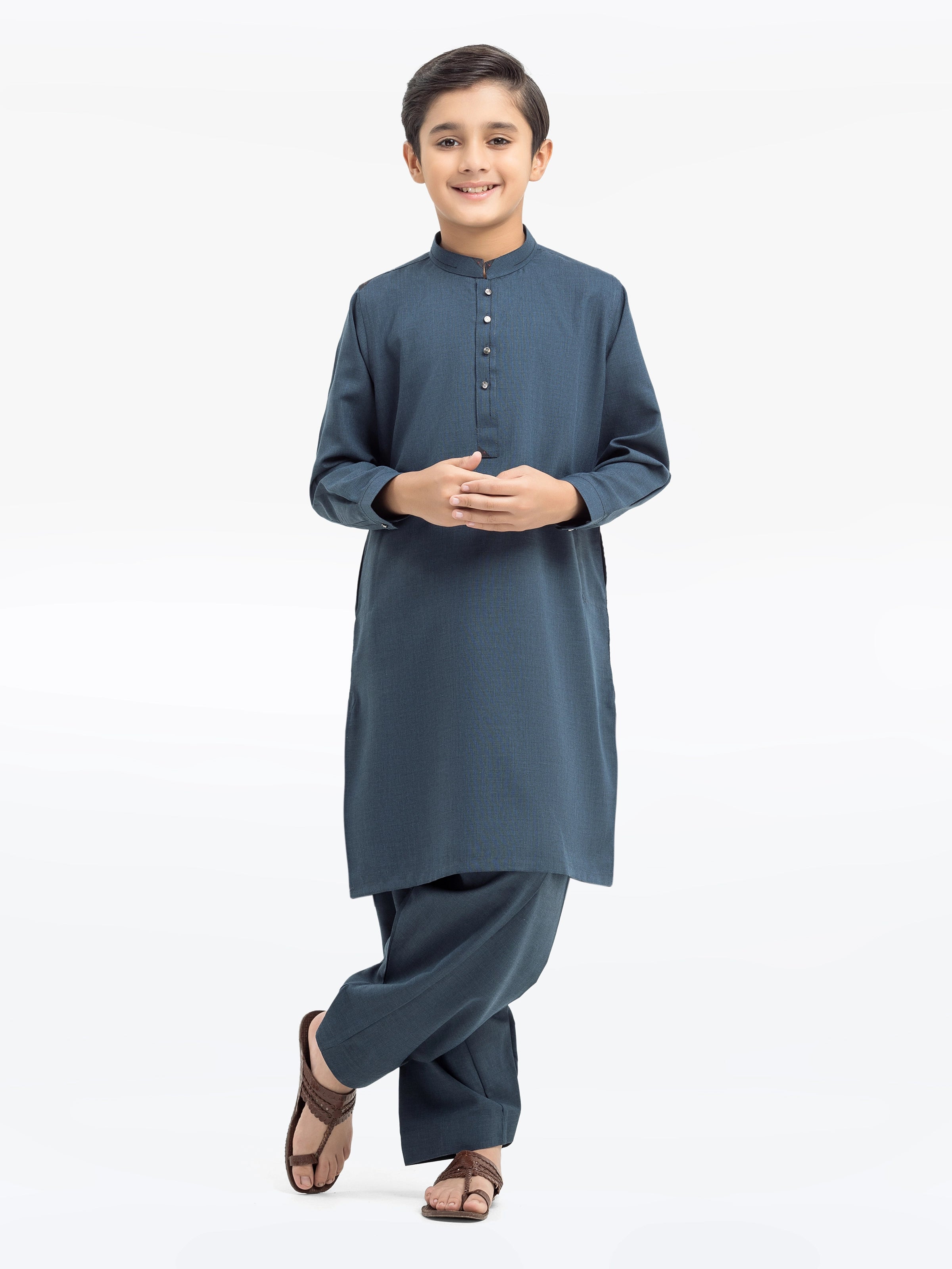 Boy's Mid Night Blue Kurta Shalwar - EBTKS5-4019