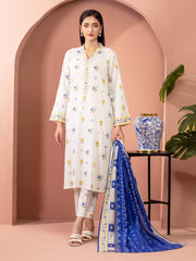 Unstitched White Printed Lawn 3 Piece - EWU5A1-35612-3P