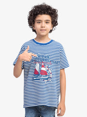 Boy's White & Blue T-Shirt - EBTTS5-038