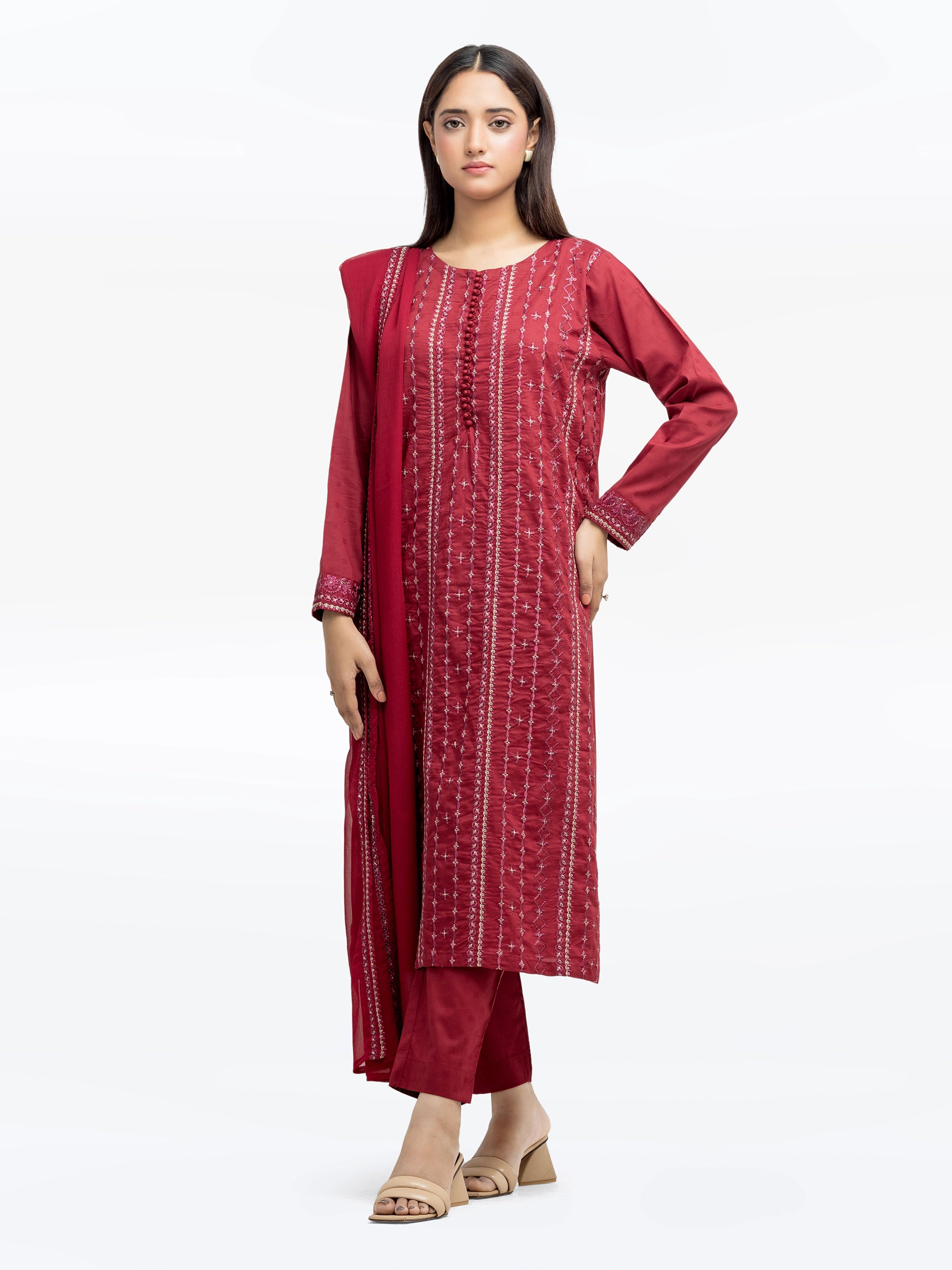 Pret 3Pc Embroidered Dobby Suit - EWTKE24-80123-3P