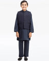 Boy's Navy Blue Waist Coat Suit - EBTWCS5-25196