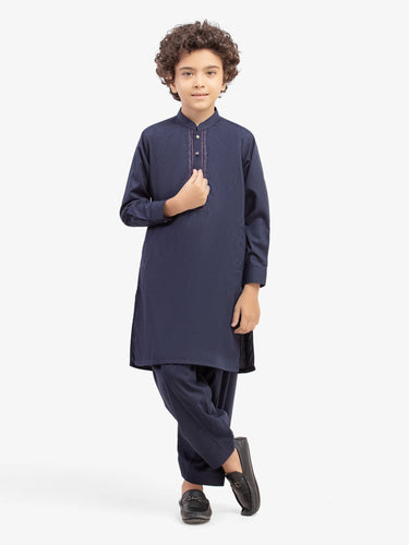 Boy's Navy Blue Kurta Shalwar - EBTKS5-4047