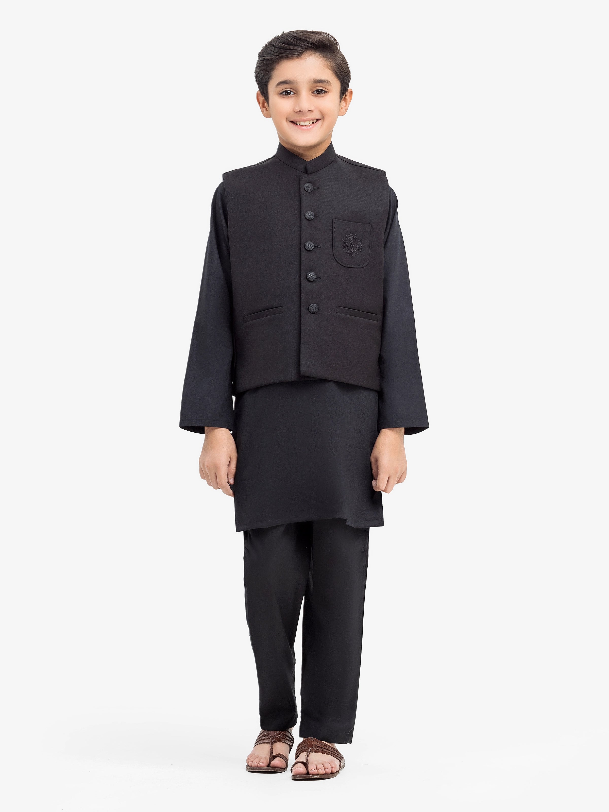 Boy's Black Waist Coat Suit - EBTWCS5-25198