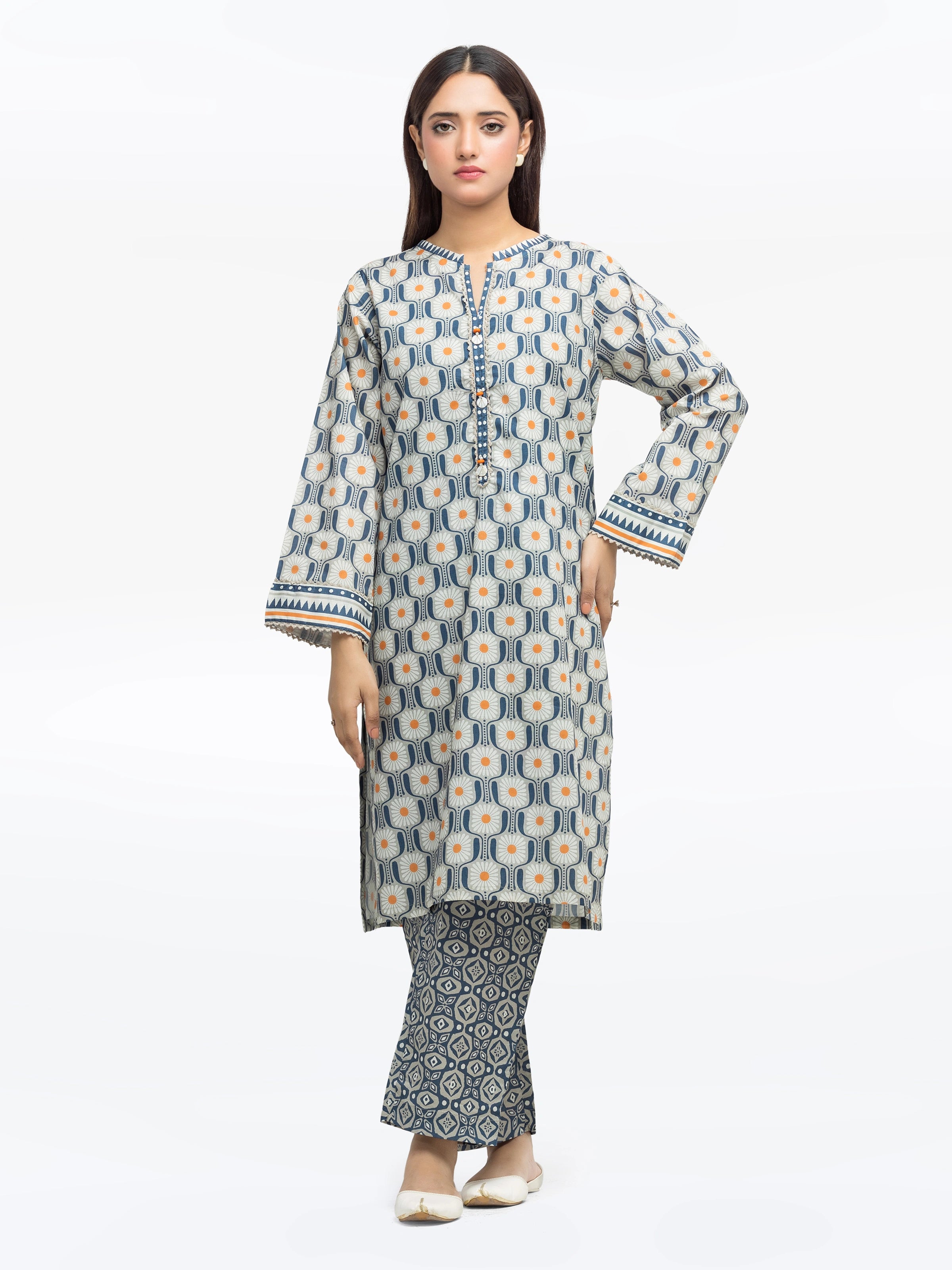 Pret 2Pc Printed Cambric Shirt Trouser - EWTKP5-81660ST