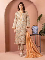 Unstitched Cream Printed Lawn 3 Piece - EWU5A1-35153-3P
