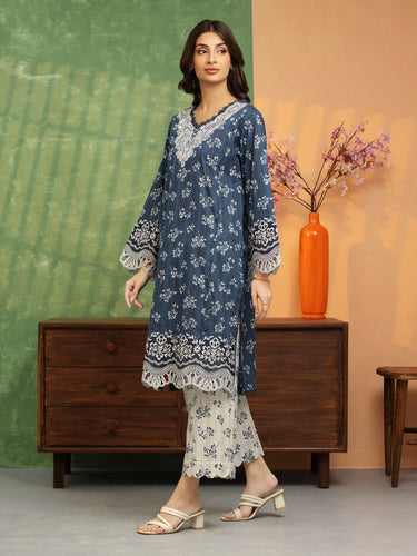 Unstitched Blue Embroidered Lawn 2 Piece - EWU5V1-31465ST