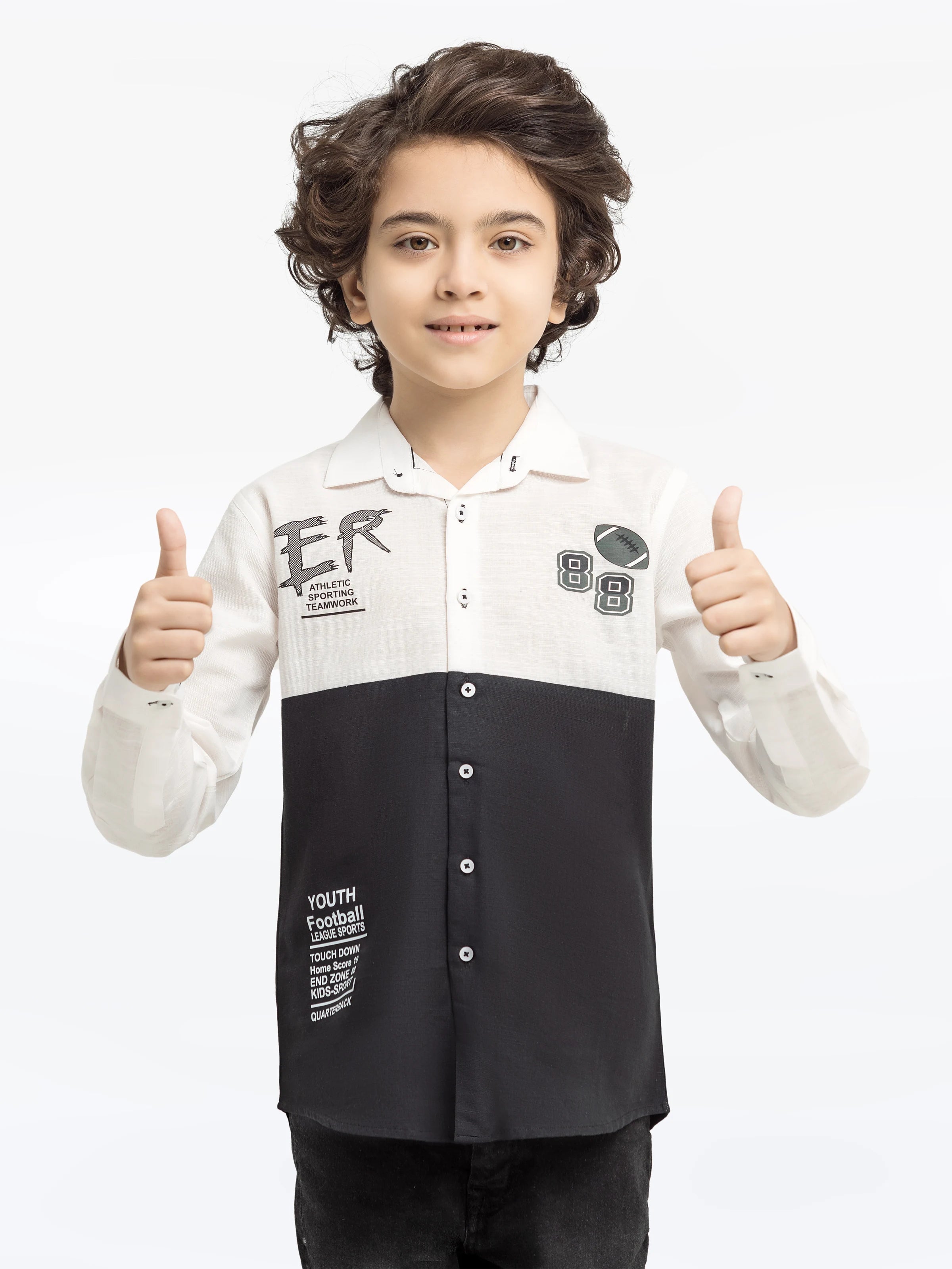 Boy's White & Black Shirt - EBTS5-27575