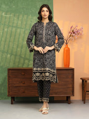 Unstitched Black Embroidered Lawn 2 Piece - EWU5V1-31470ST