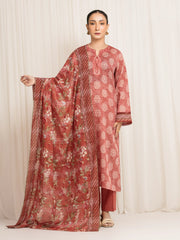 Unstitched Printed Zari Lawn Suit - EWU6M6-005-3P
