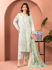 Unstitched White Printed Lawn 3 Piece - EWU5A1-35610-3P