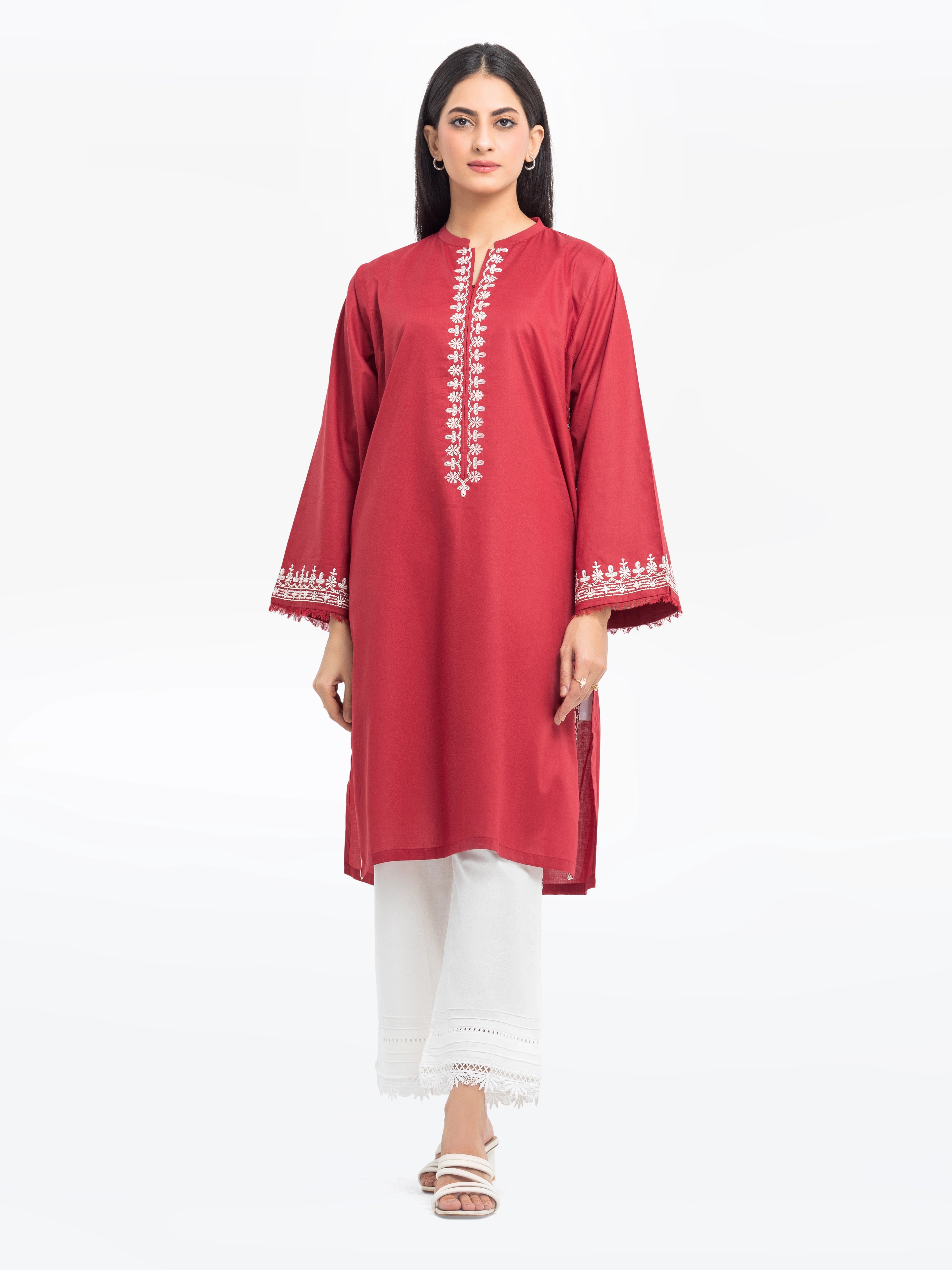 Pret 1Pc Embroidered Cambric Shirt - EWTKE25-81607S