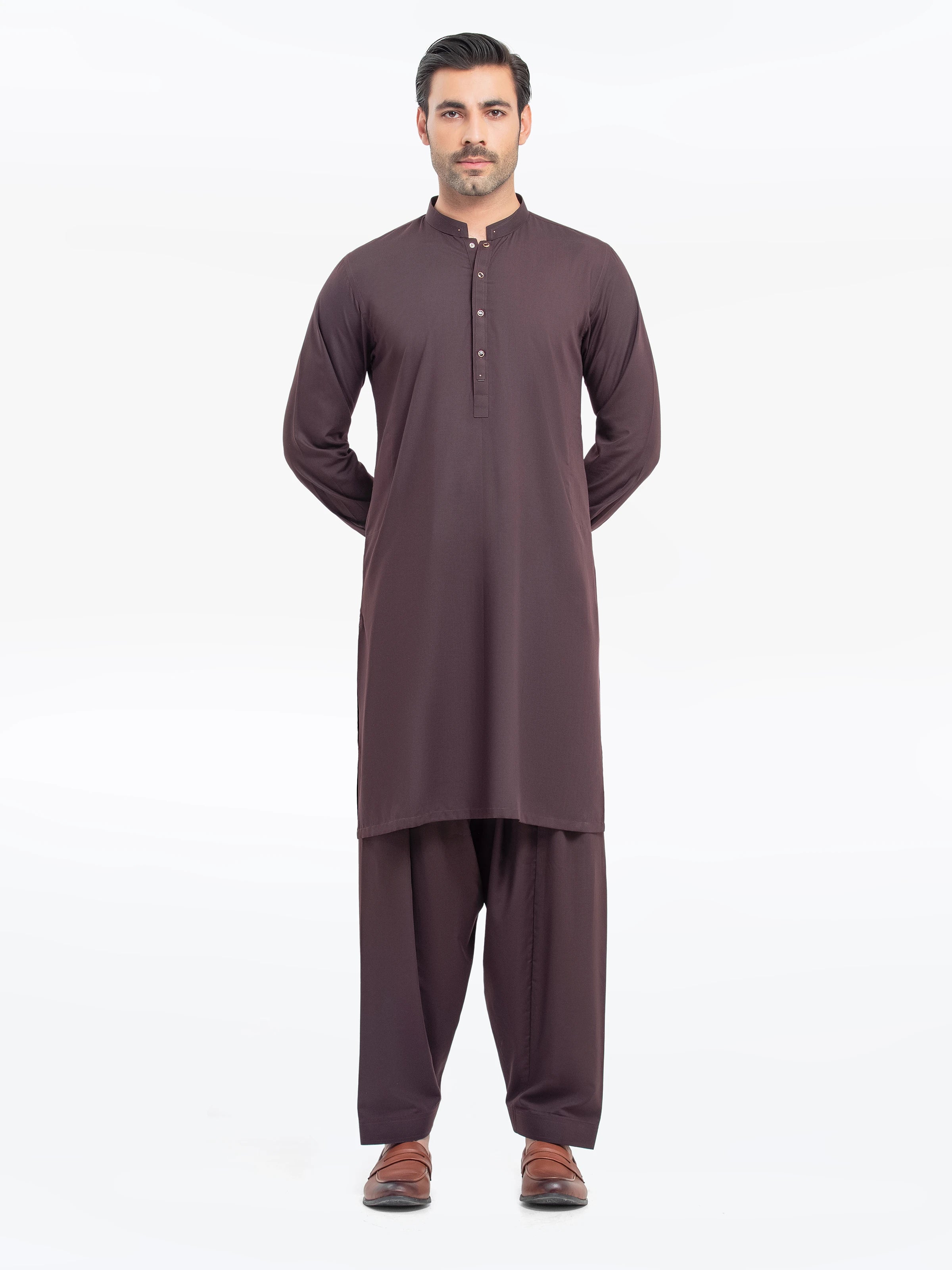 Men's Maroon Kurta Shalwar - EMTKST5-99524