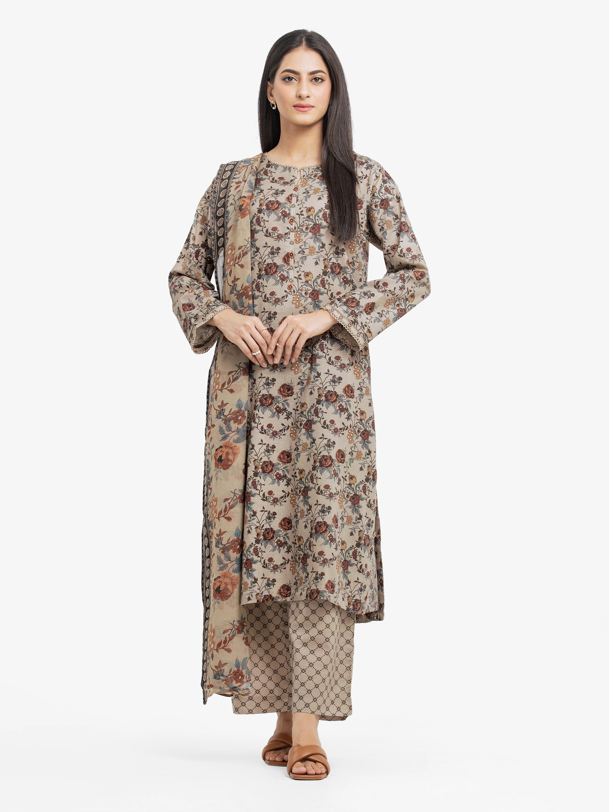 Pret 3Pc Printed Khaddar Suit - EWTKP24-81489-3P