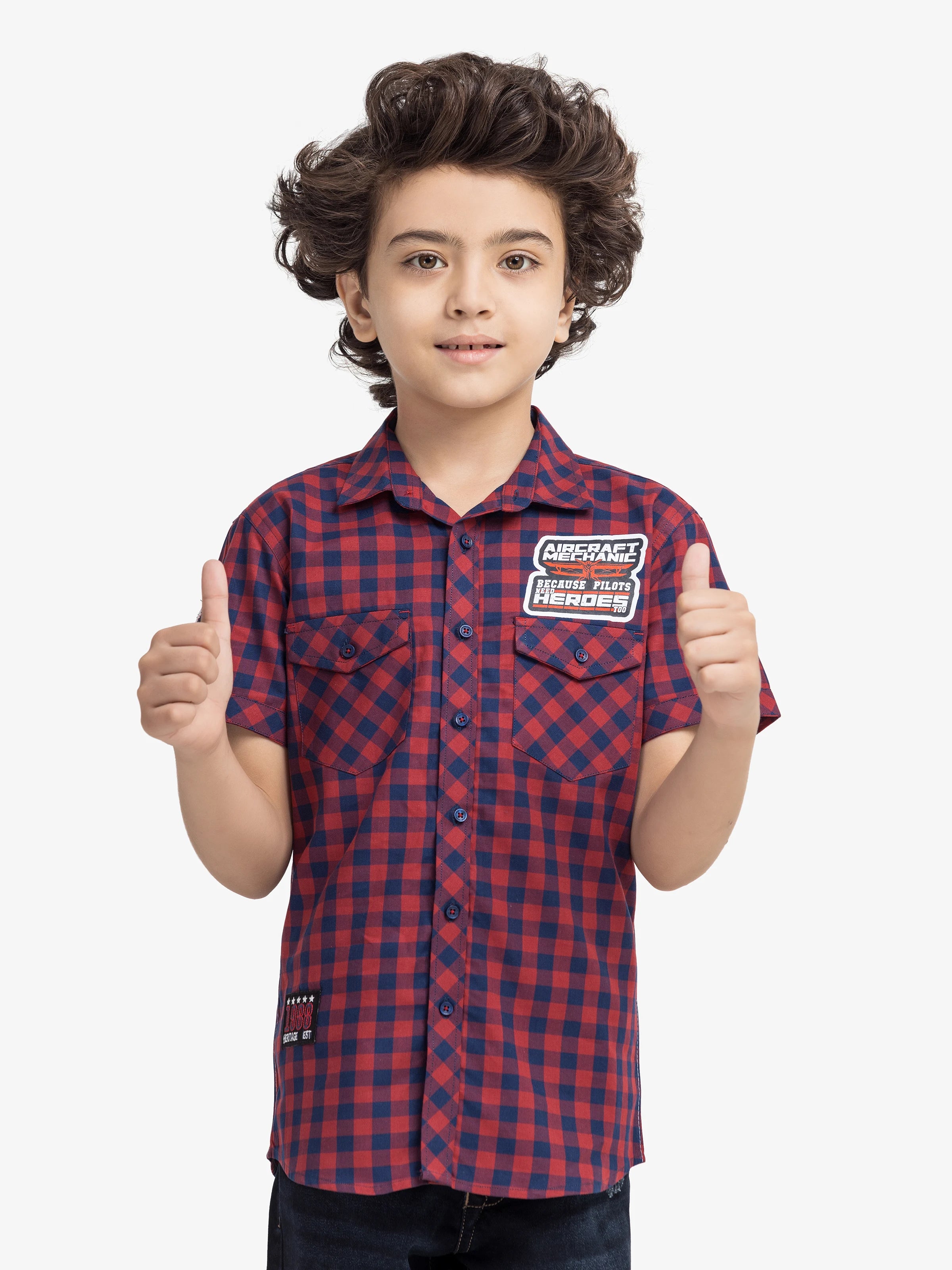 Boy's Maroon & Navy Shirt - EBTS5-27593