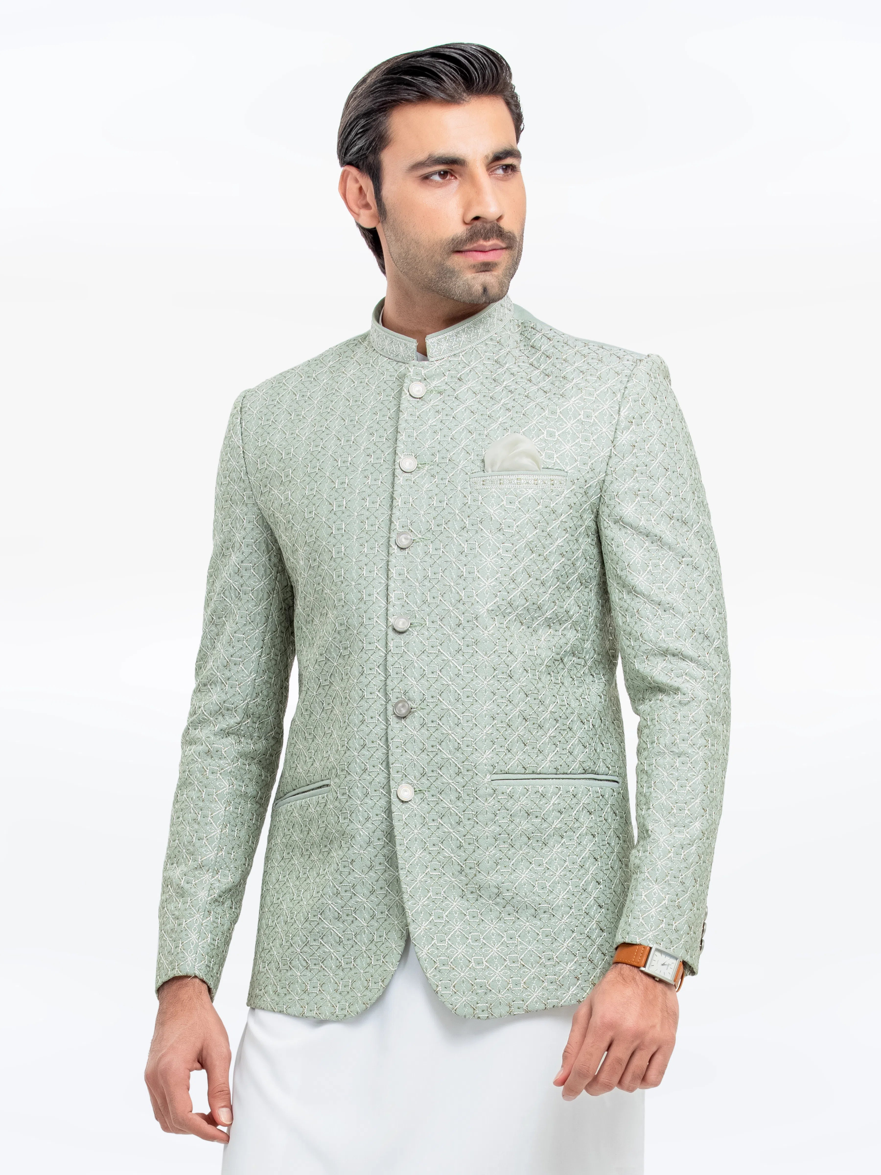 Men's Pastel Green Prince Coat - EMTPC23-023