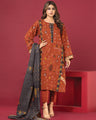 EWU22A3-24469 Unstitched Rust Printed Khaddar 3 Piece