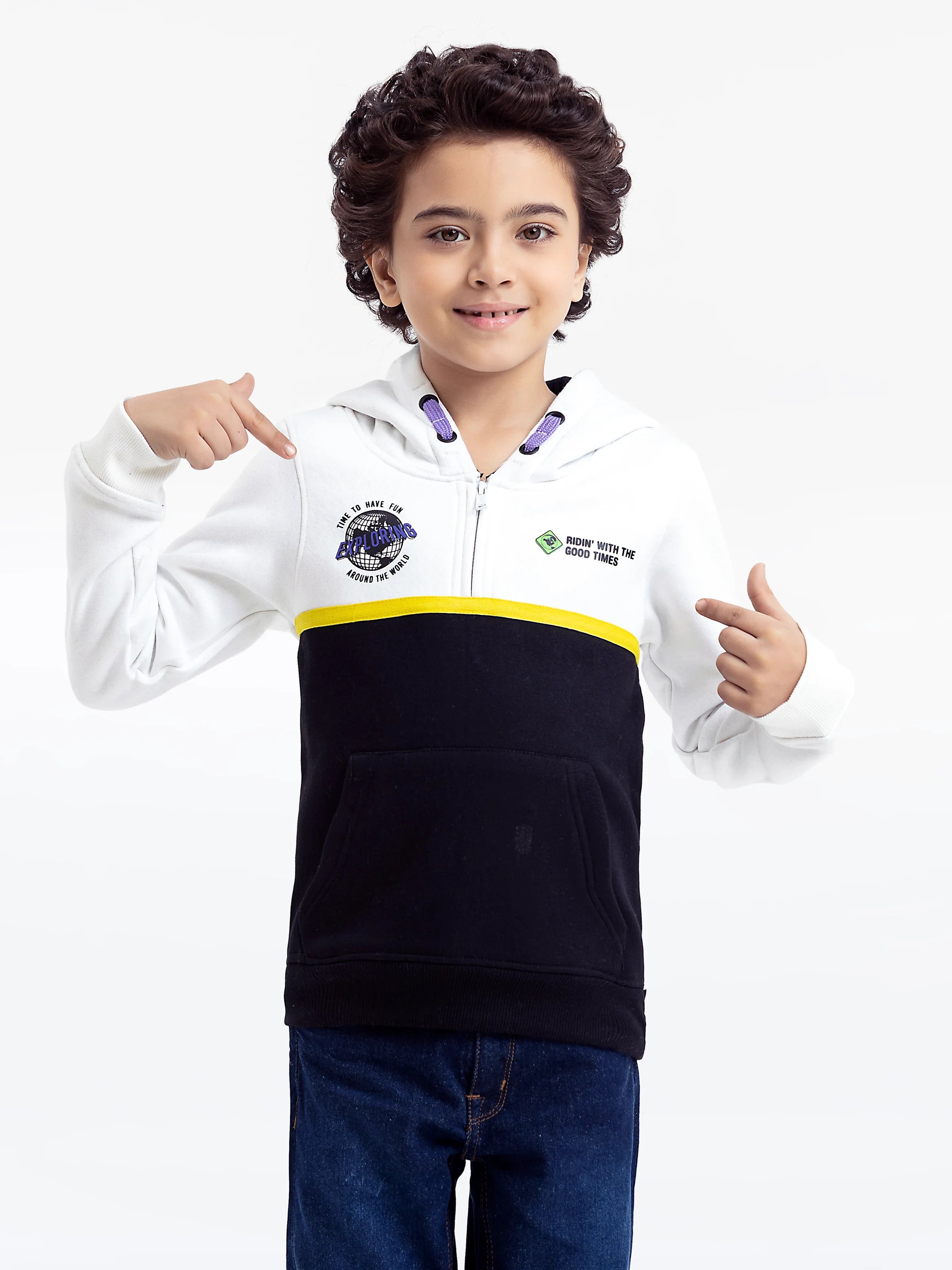 Boy's White & Black Hoodie - EBTH23-004