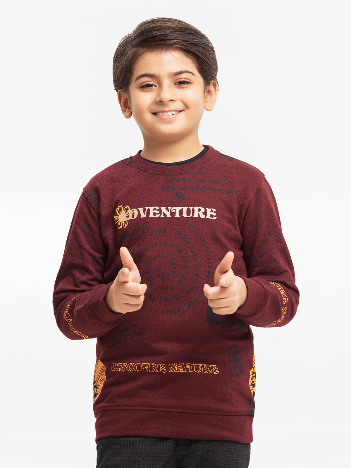 Boy's Dark Maroon Sweatshirt - EBTSS23-003