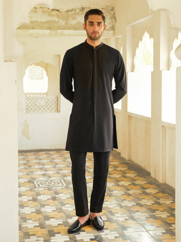 Men's Black Kurta Pajama - EMTSC23-107