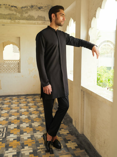 Men's Black Kurta Pajama - EMTSC23-107