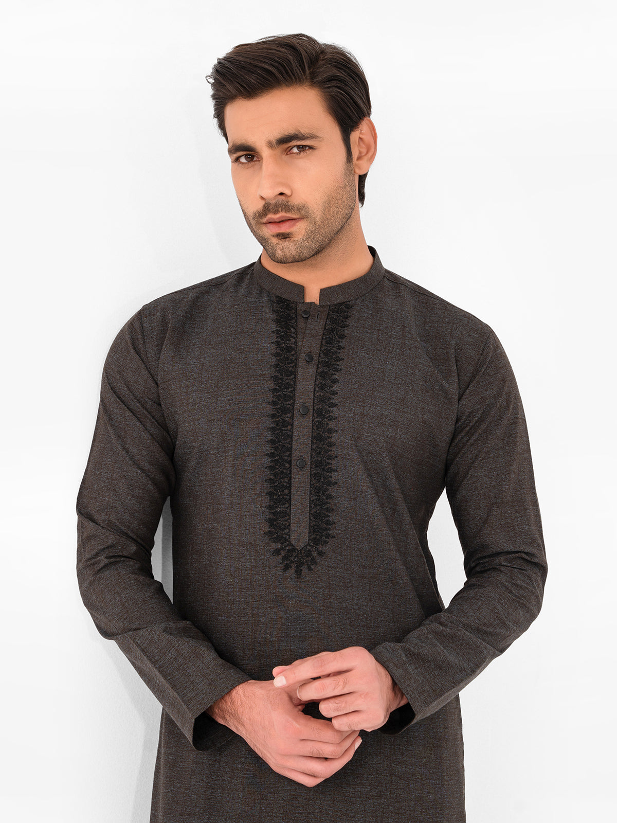 edenrobe Men's Charcoal Kurta Shalwar - EMTKS23W-41053 – edenrobe Pakistan