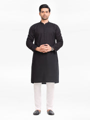 Men's Black Kurta - EMTK24-99422