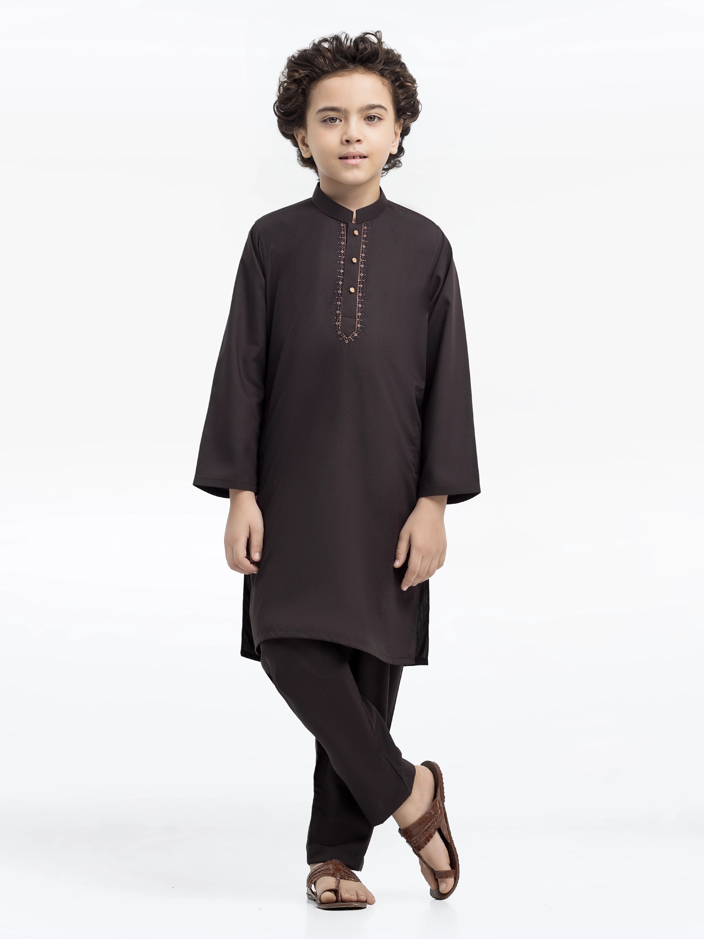 Boy's Dark Brown Kurta Pajama - EBTKP24-008