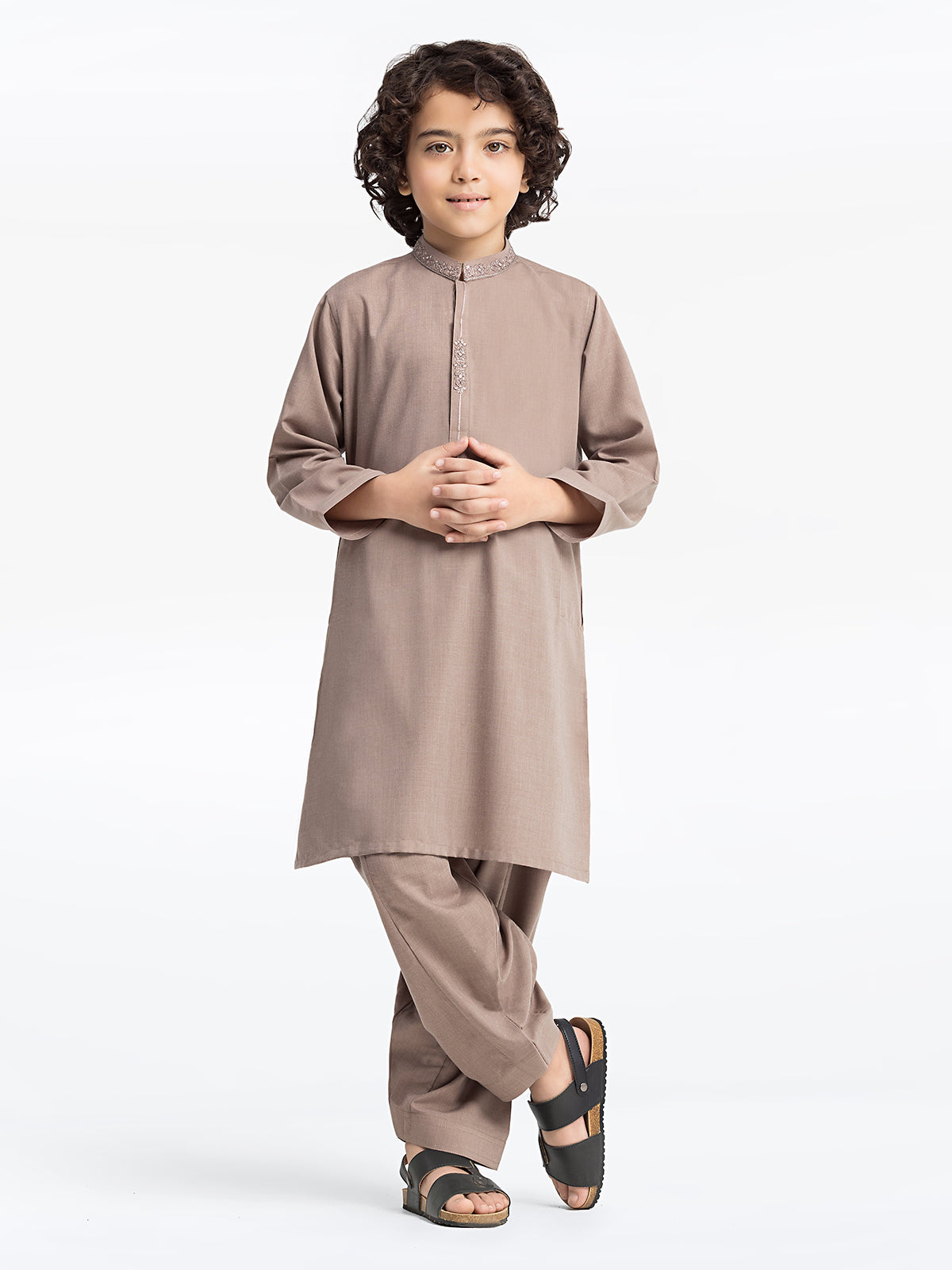 Boy's Light Coffee Kurta Shalwar - EBTKS24-3960