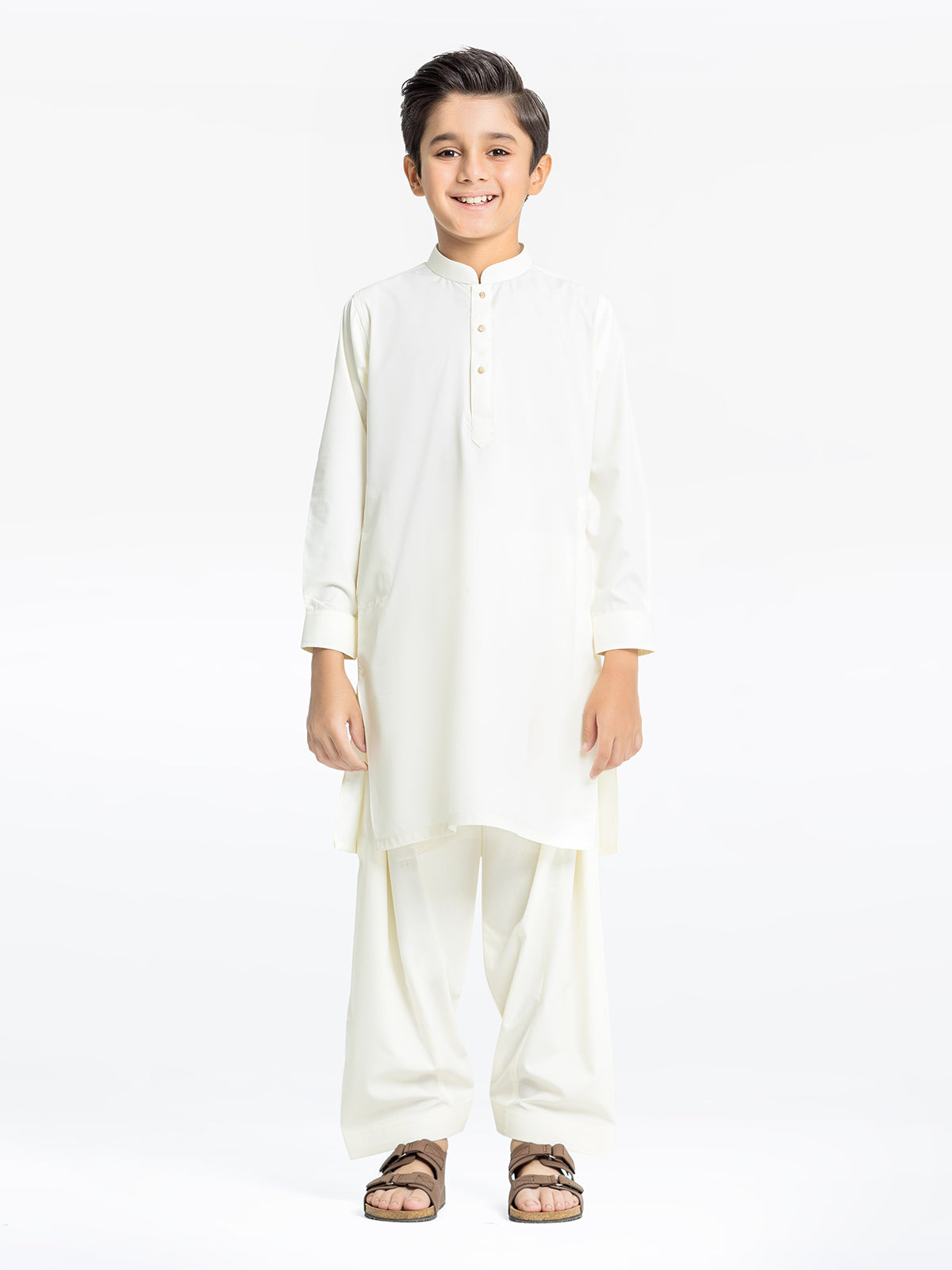 Boy's Cream Kurta Shalwar - EBTKS24-3964