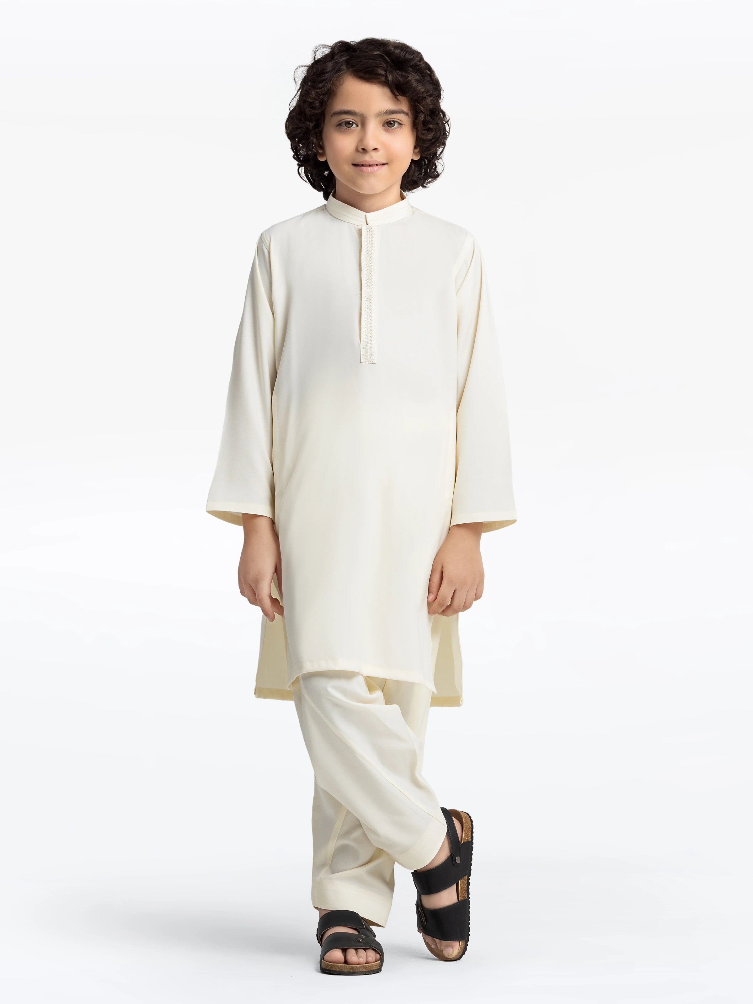 Boy's Off White Kurta Shalwar - EBTKS24-3965