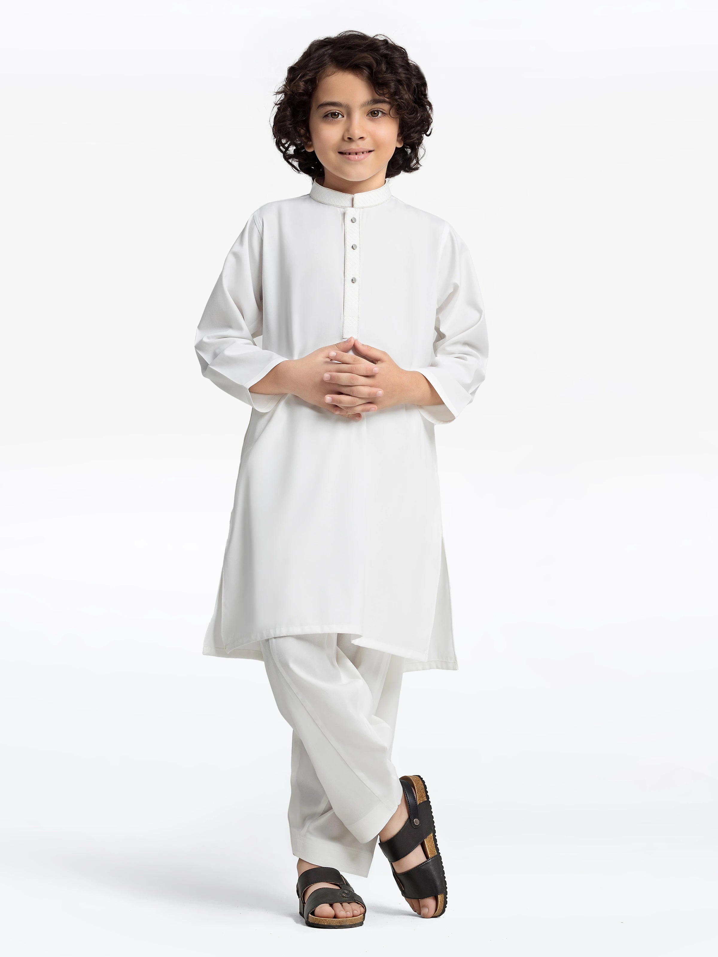 Boy's Off White Kurta Shalwar - EBTKS24-3970