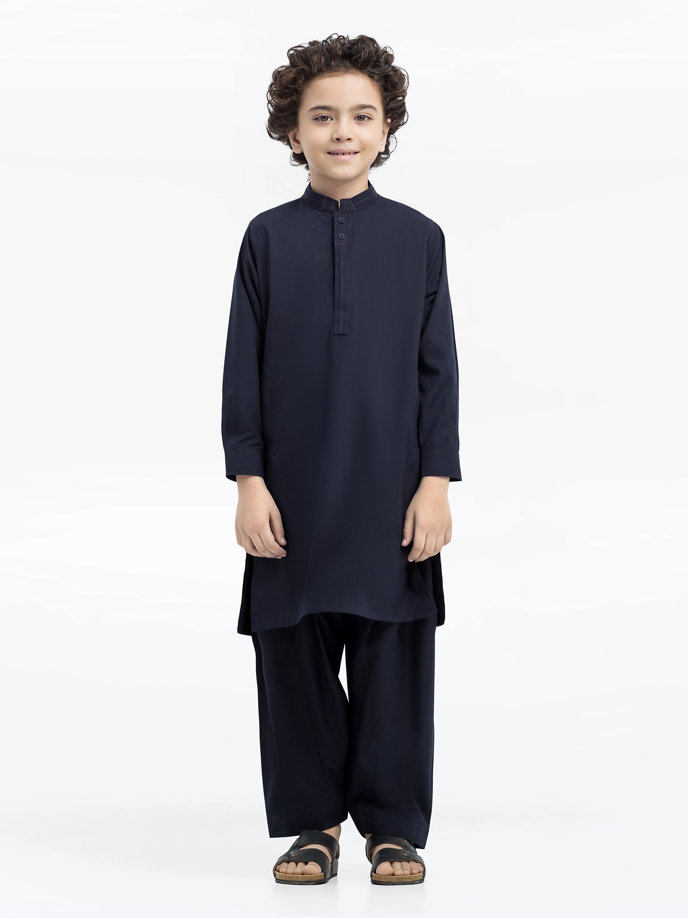 Boy's Navy Blue Kurta Shalwar - EBTKS24-3973