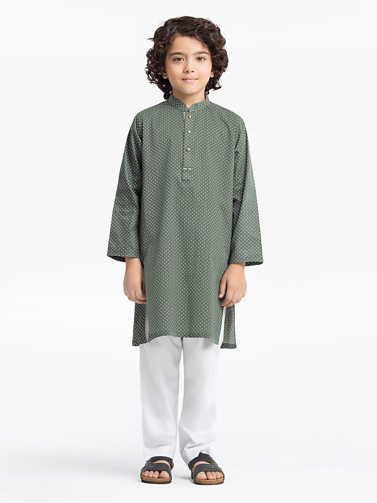 Boy's Dark Sage Kurta - EBTK24-3980