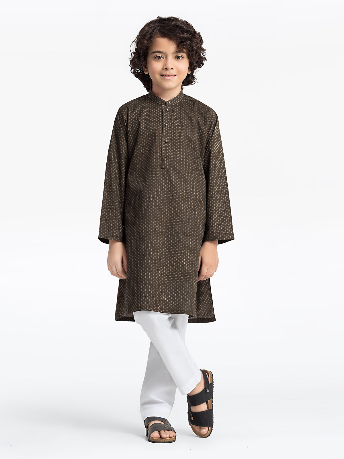 Boy's Dark Olive Kurta - EBTK24S-3976