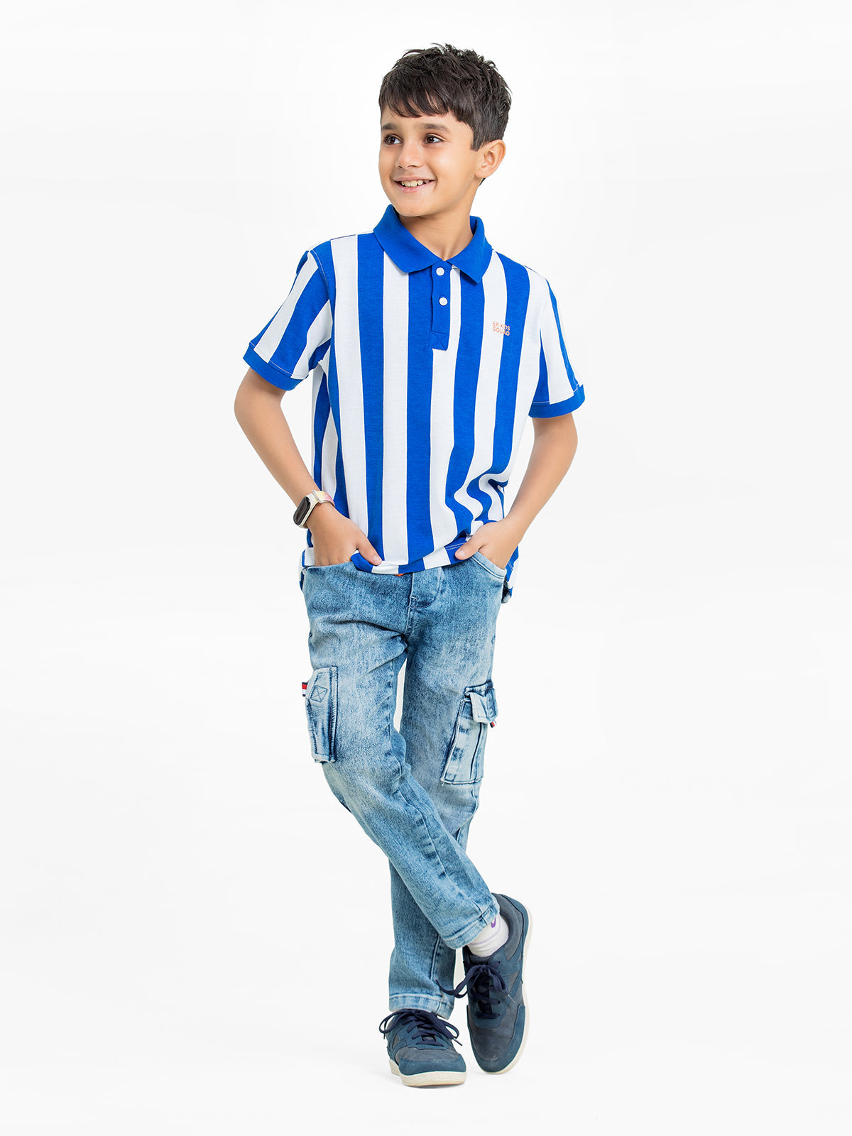 Boy's White & Blue Polo Shirt - EBTPS24-001