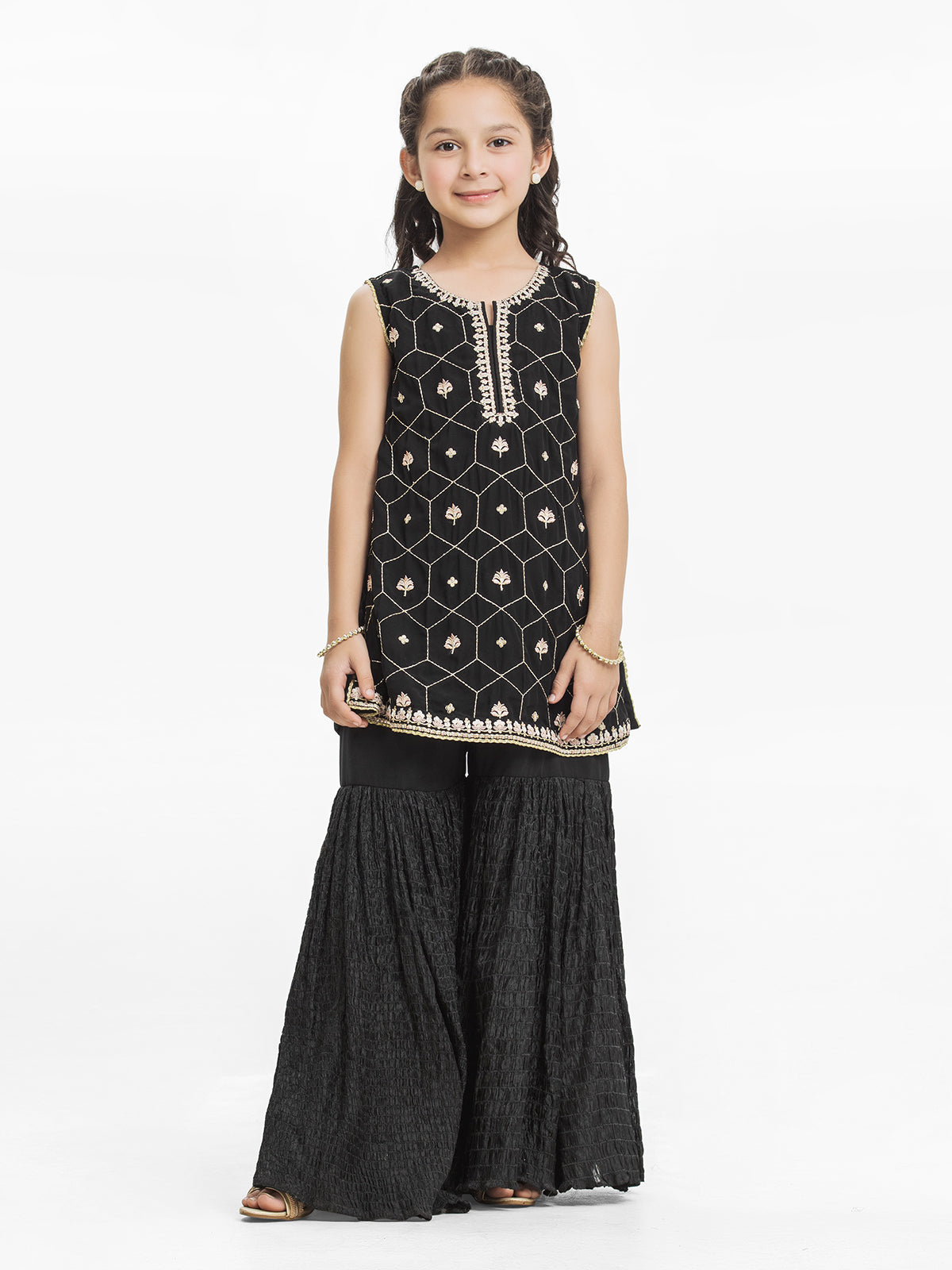 Girl's Black Pishwas - EGTPLE24-50008ST