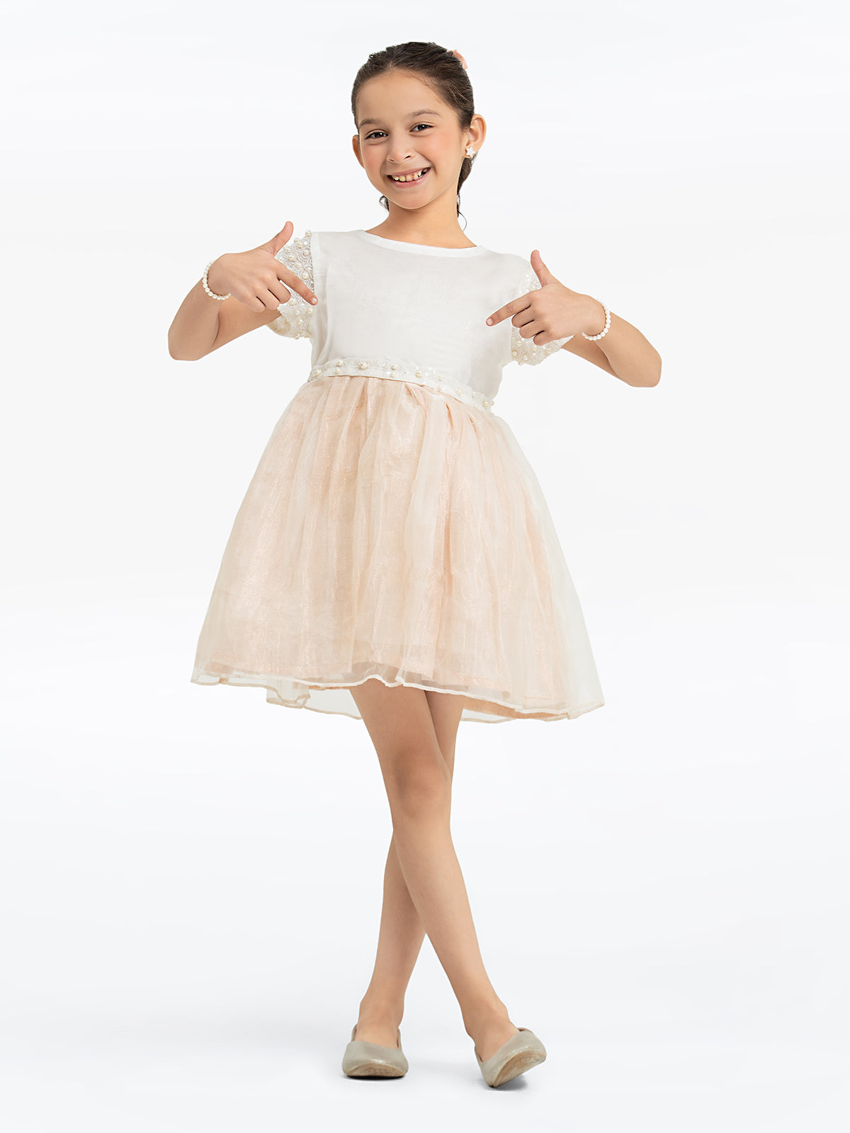 Girl's Off White Frock - EGTF24S-200063