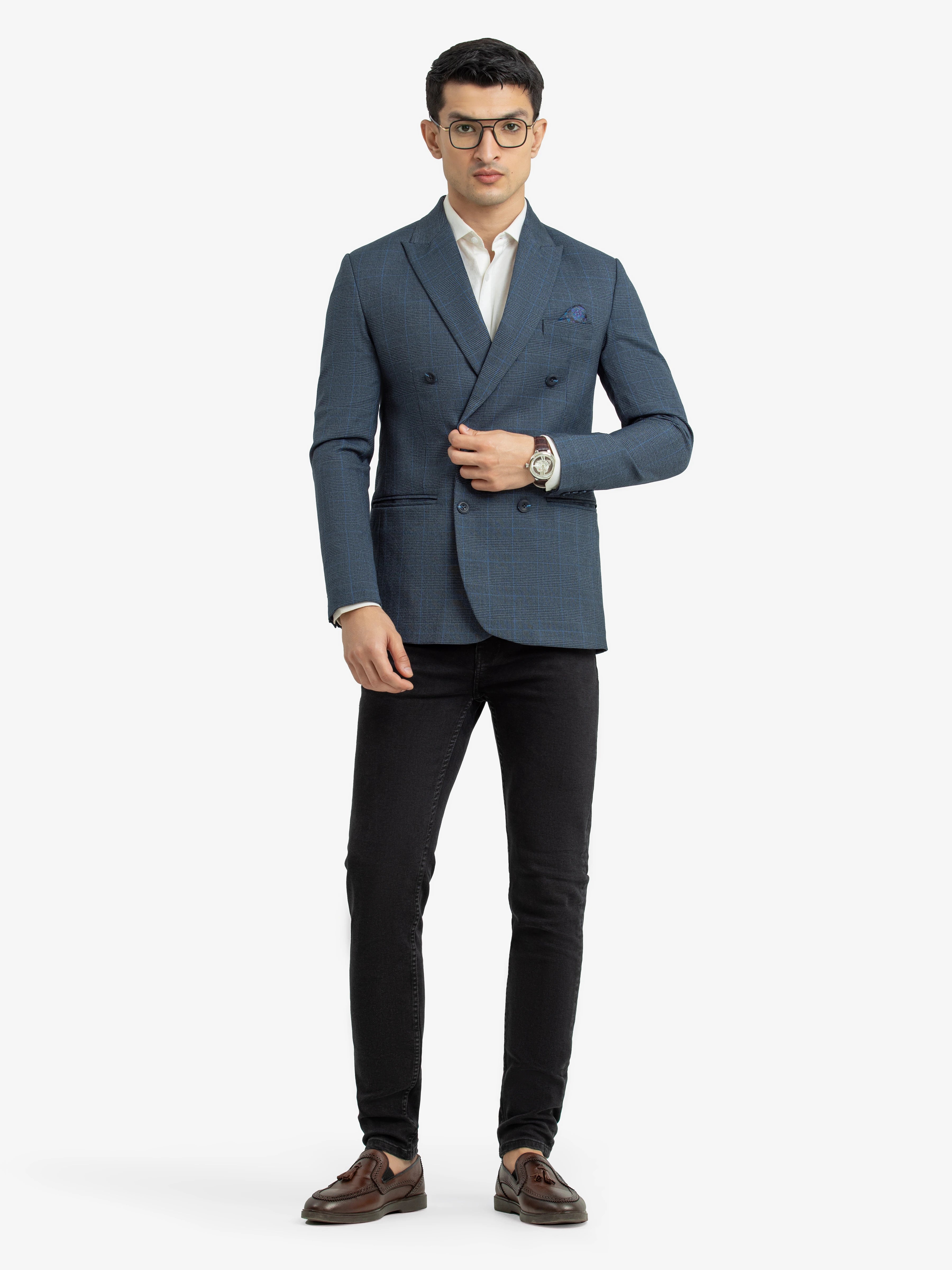 Men's Steel Blue Blazer - EMTB22-6818