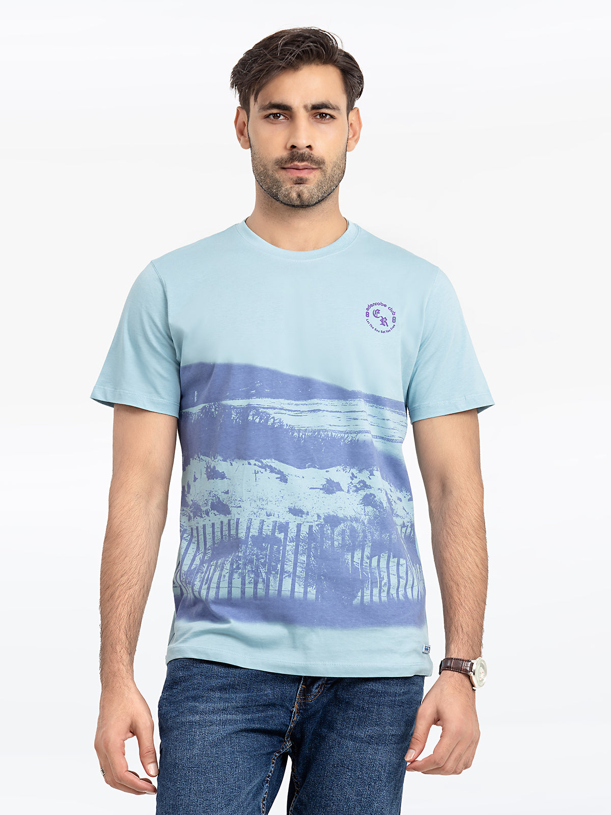 Men's Light Blue Graphic Tee - EMTGT24-016