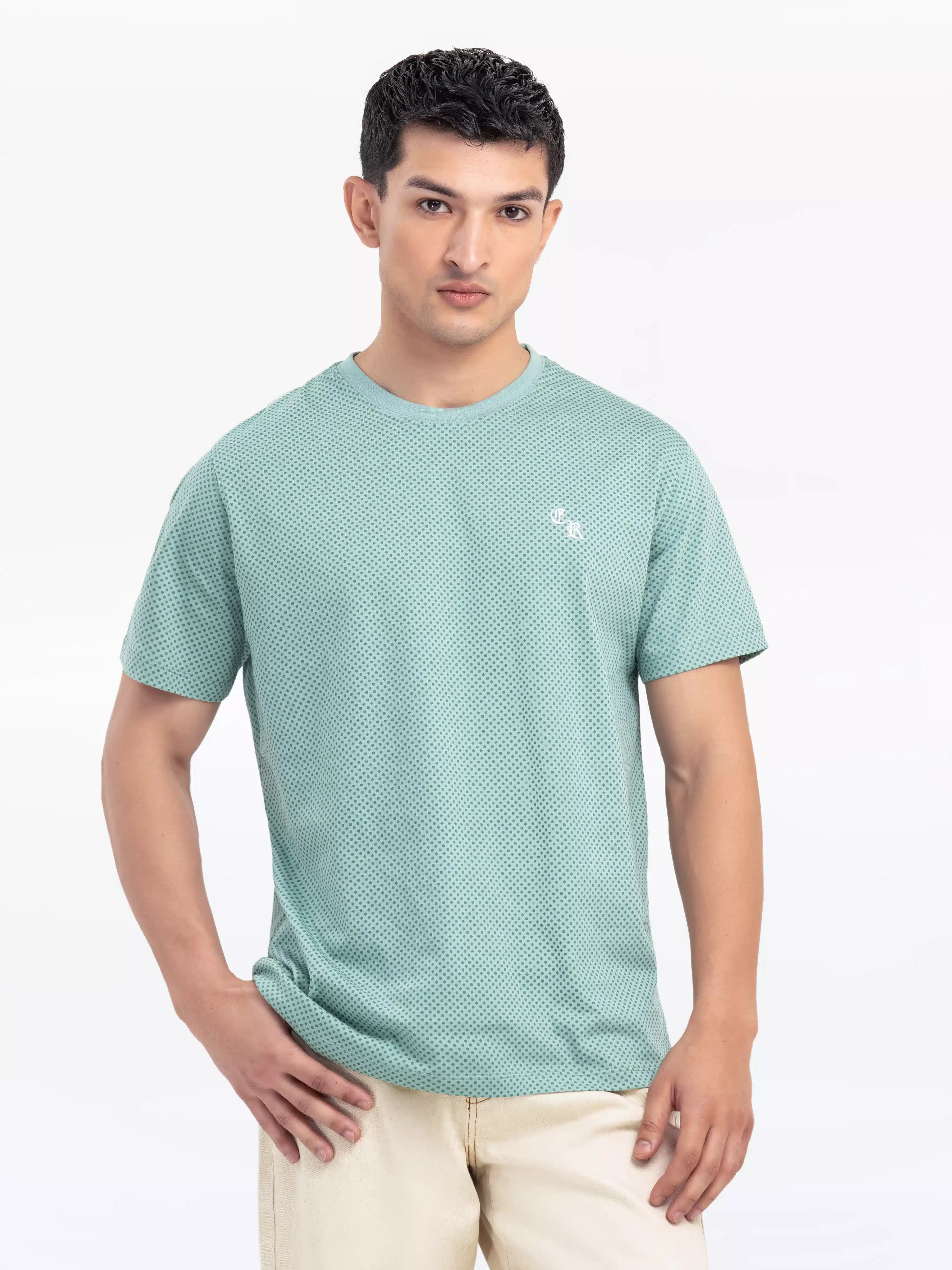 Men's Light Green Graphic Tee - EMTGT24-027