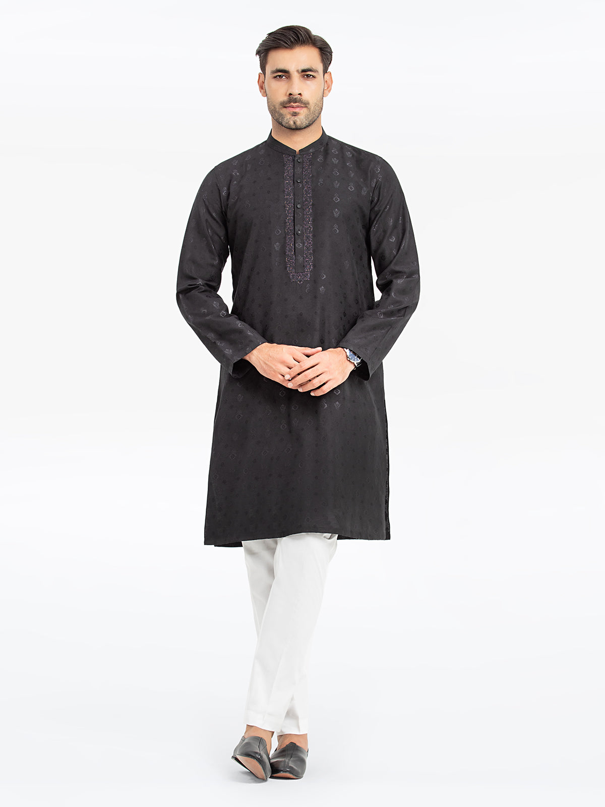 Men's Black Kurta - EMTKC24-120