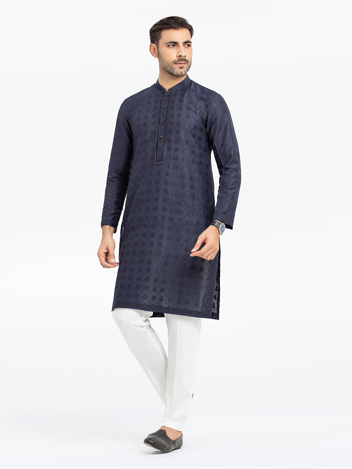 Men's Navy Blue Kurta - EMTKC24-121