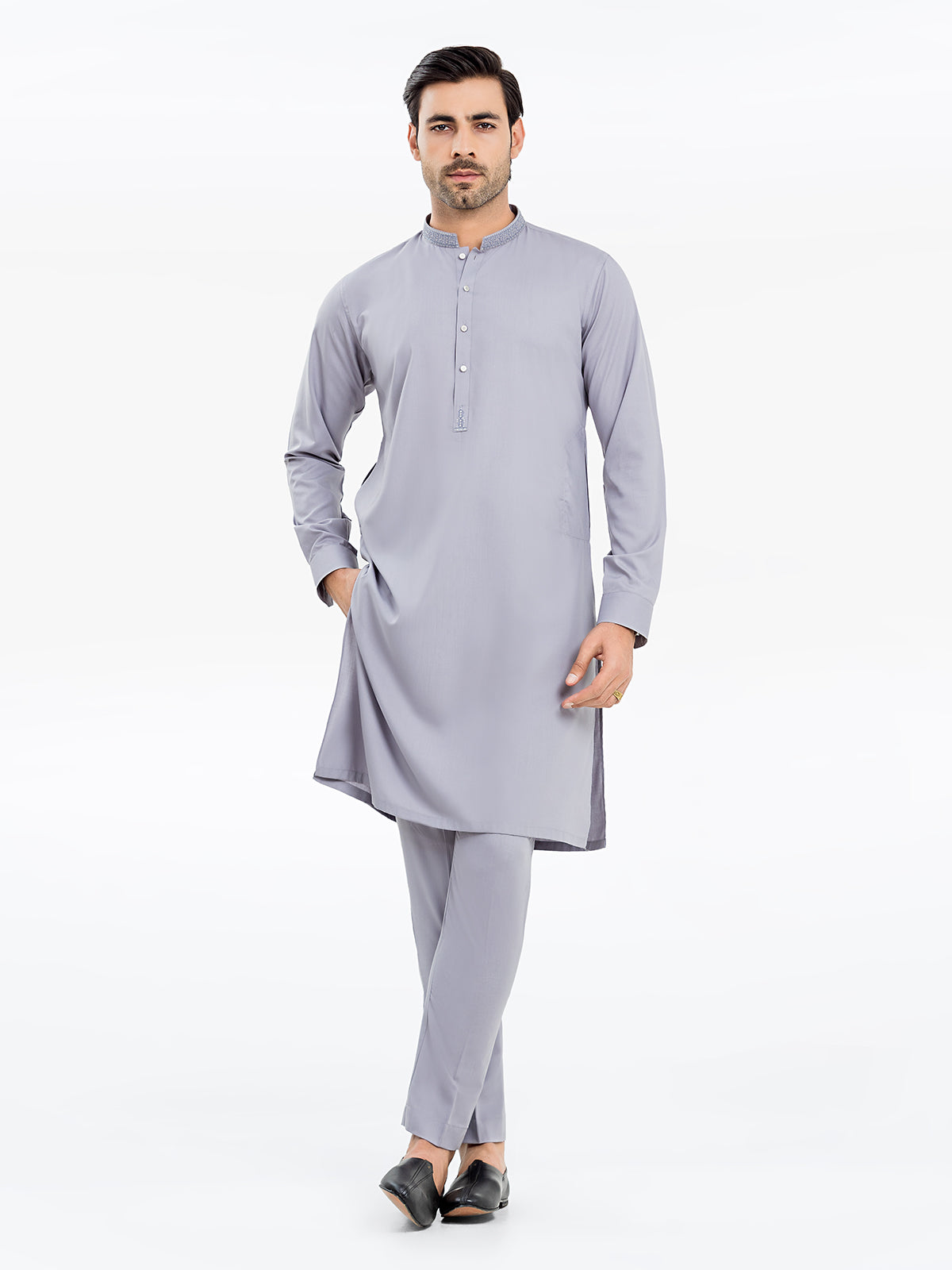 Men's Silver Grey Kurta Pajama - EMTKPT24S-036