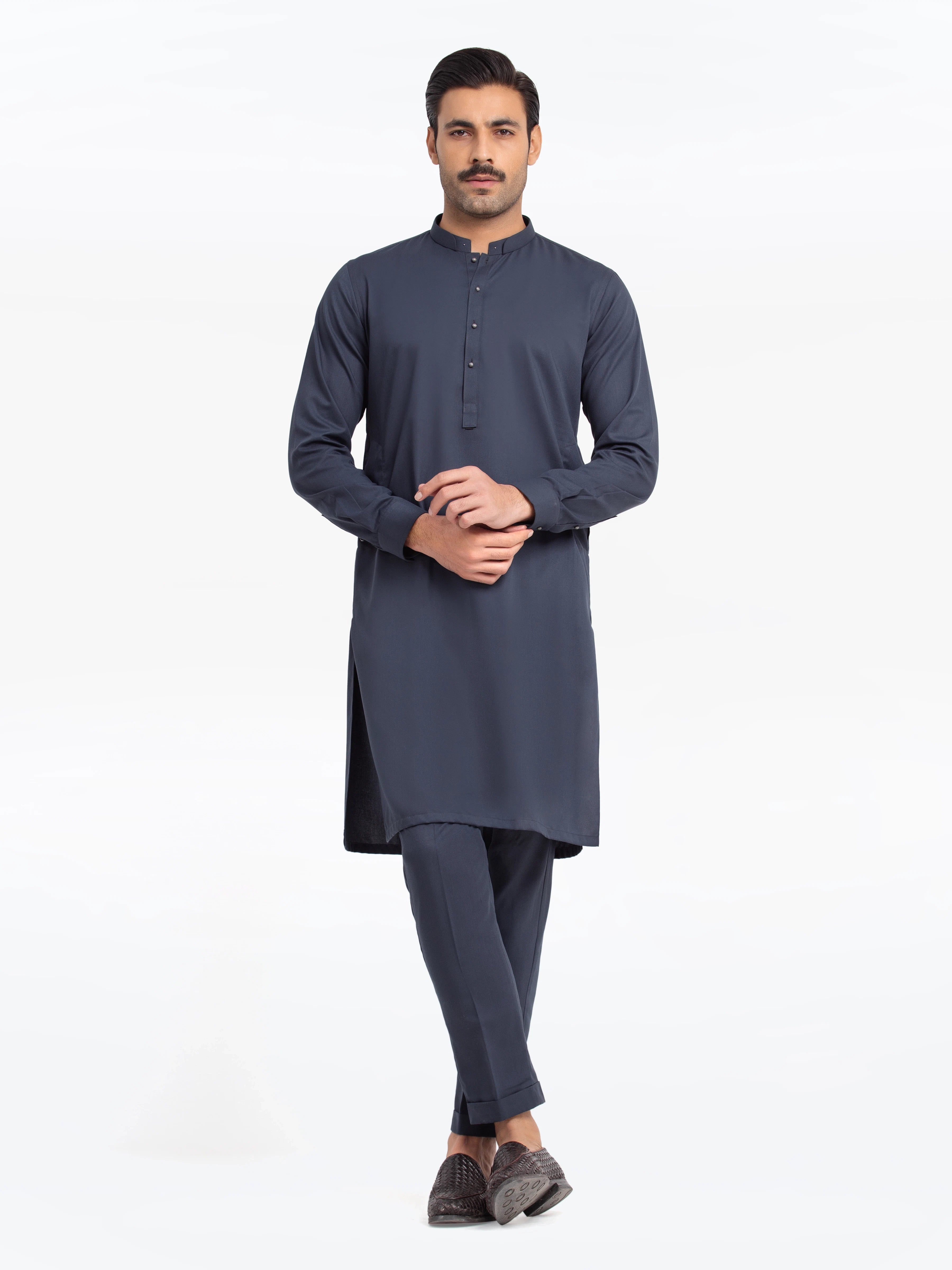 Men's Bluish Teal Kurta Pajama - EMTKPT24-044