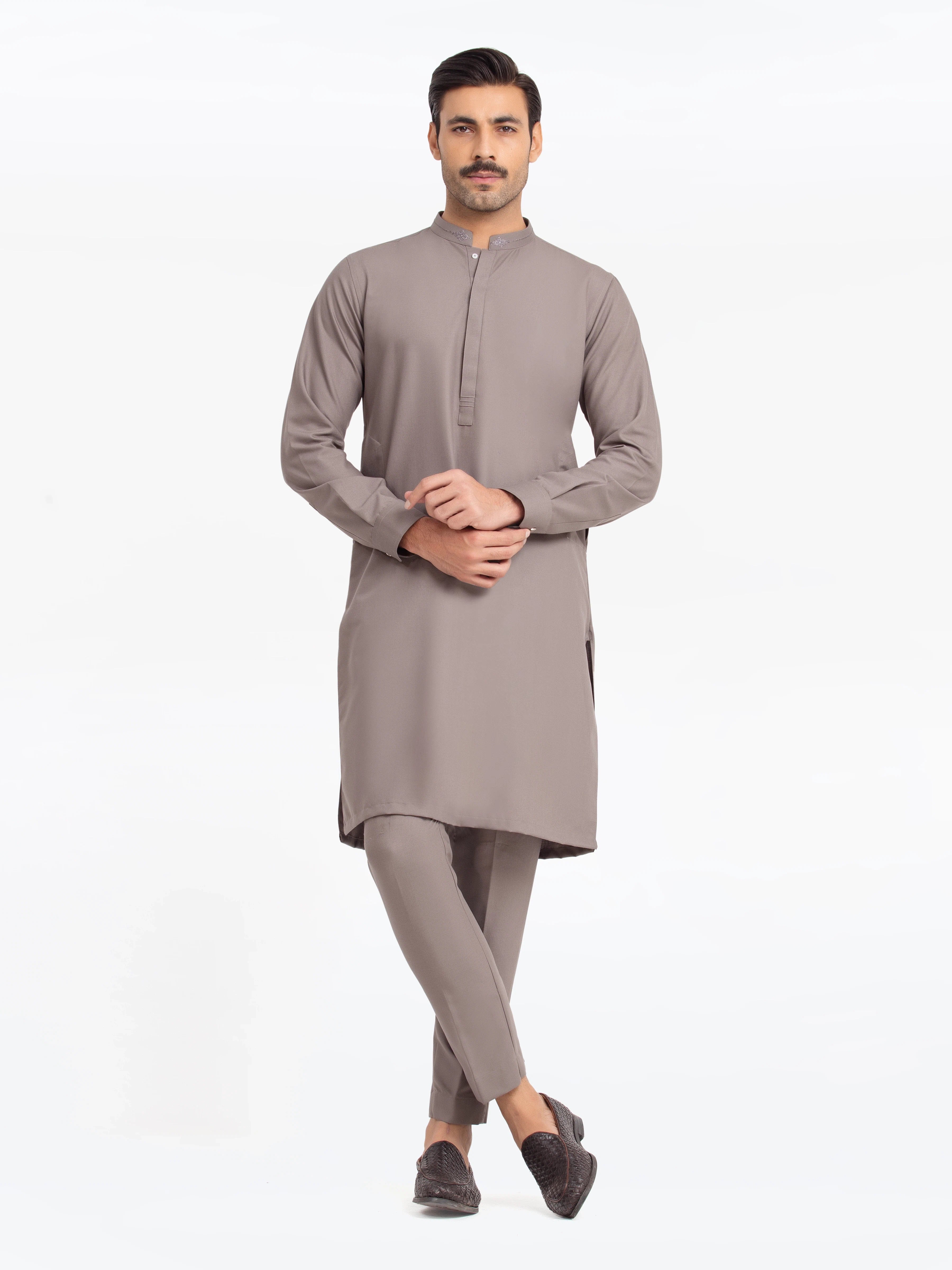 Men's Sand Grey Kurta Pajama - EMTKPT24-045