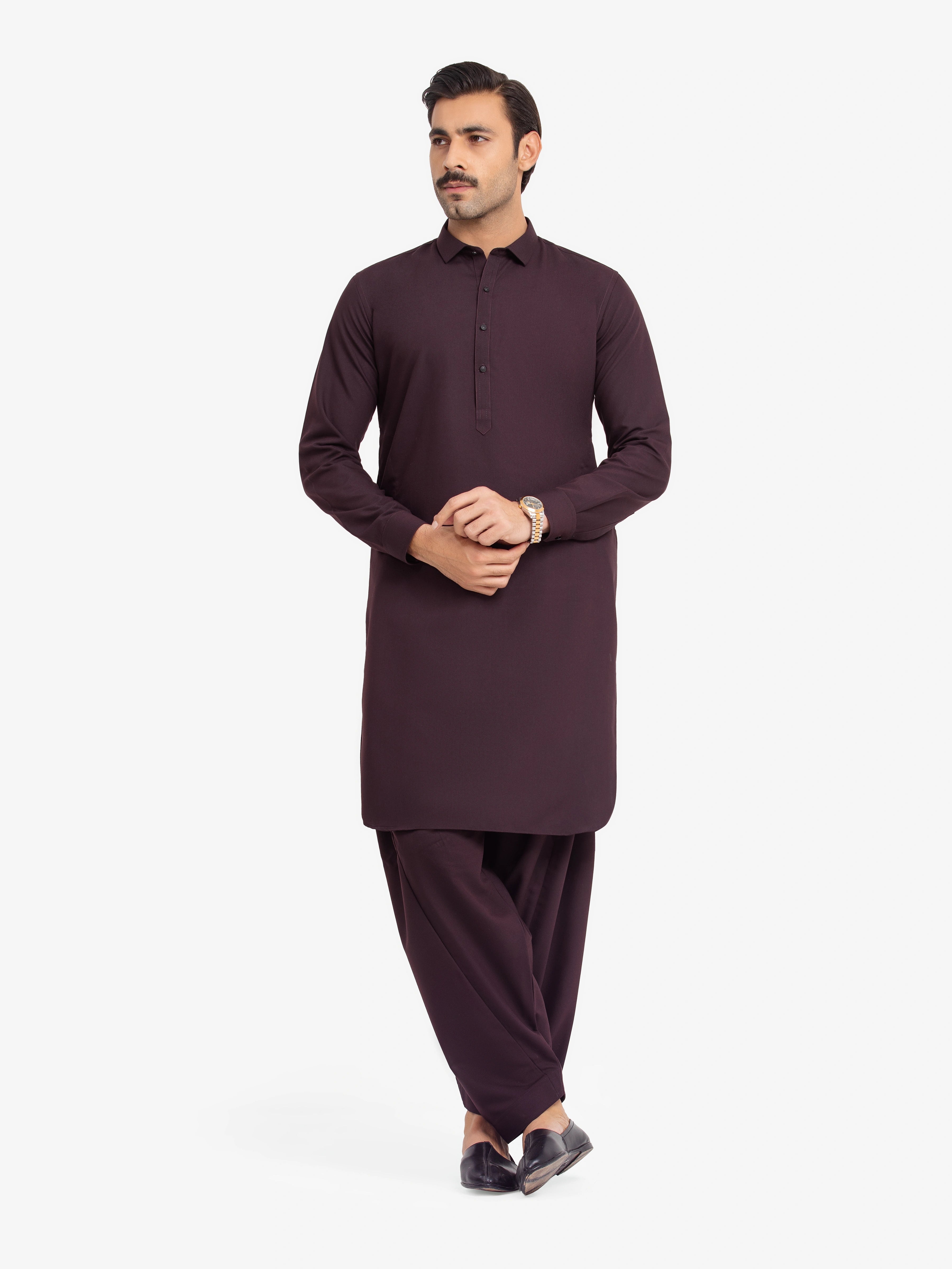 Men's Magenta Purple Kurta Shalwar - EMTKS24W-41130