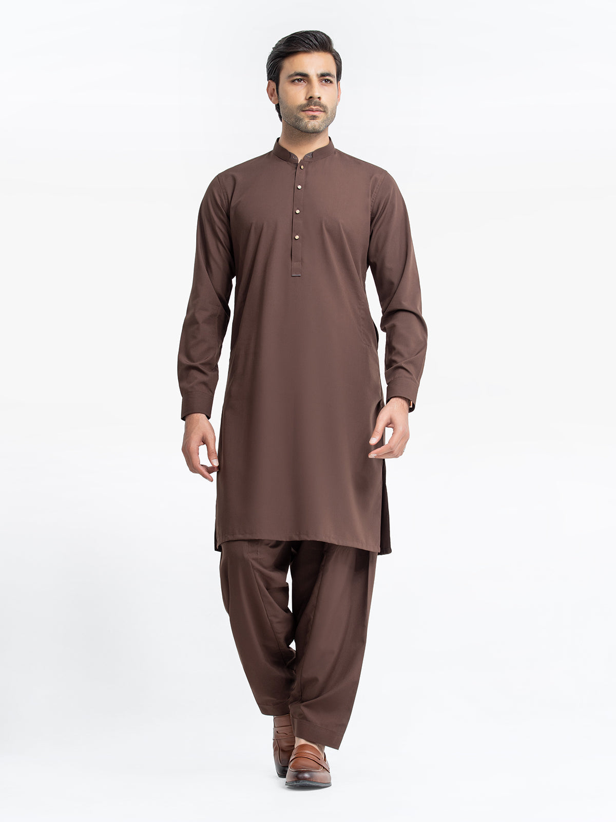 Men's Chocolate Brown Kurta Shalwar - EMTKST24-99449