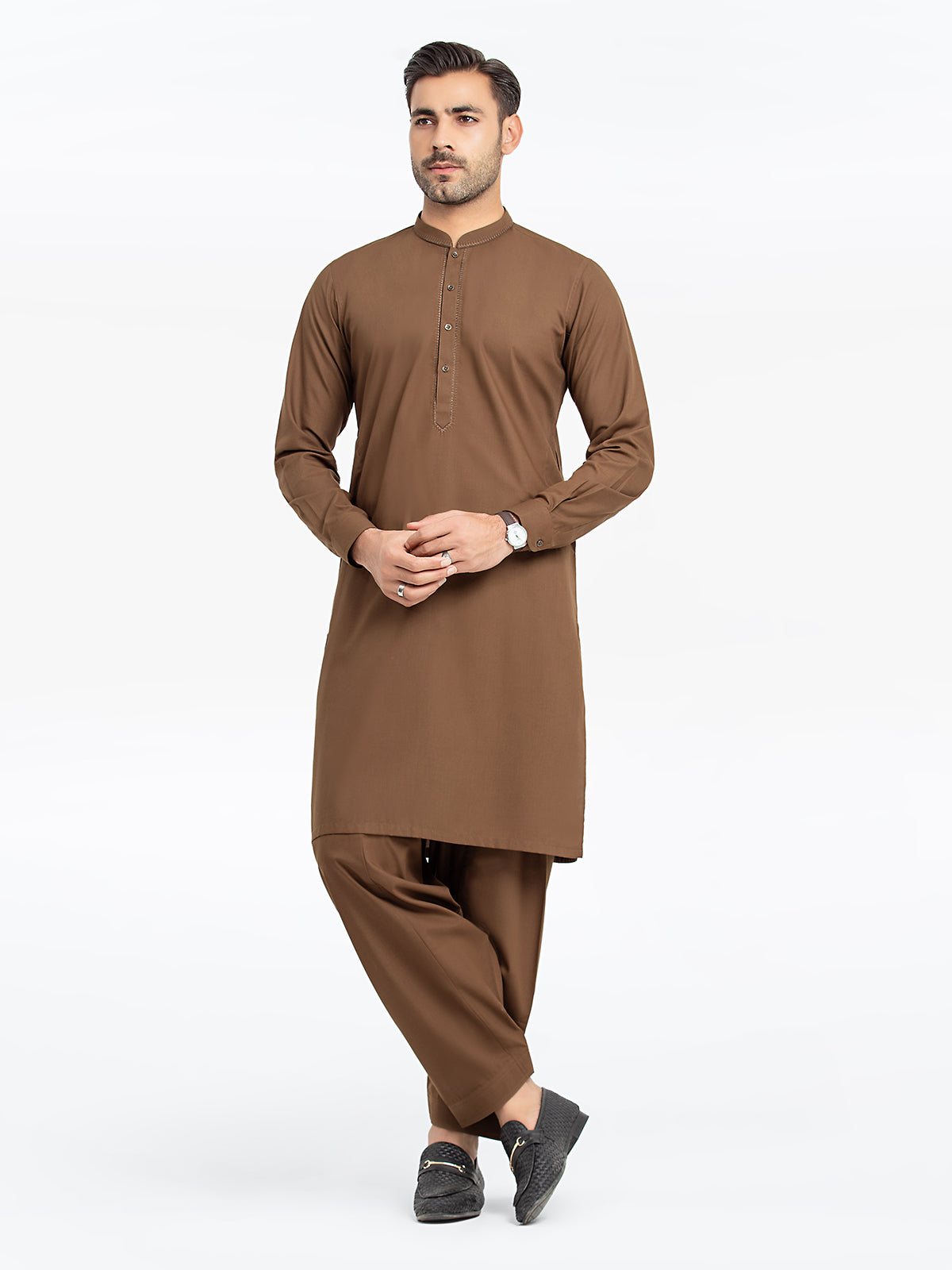 Men's Mud Green Kurta Shalwar - EMTKST24-99466